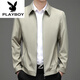 花花公子（PLAYBOY）2025新款春秋含桑蚕丝夹克男中年商务薄款行政爸爸装男士高端外套 38217卡其 2XL 165-180斤穿