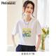 品彩（PinCai）短袖t恤女夏花卉印花字母上衣女时尚宽松圆领内搭 P144T1656