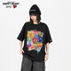 Charles Peach Heart Summer Fashion Fashion Manga corta Algodón puro Camiseta de estampado Funny Graffiti Pareja redonda de cuello redondo