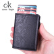 Casa-kups portefeuille en cuir authentique Nouveau sac de carte carte carte Boîte de cartes anti-Theff Brush Men and Women Ultra-Thin Id sac métal grande capacité apparaît automatiquement