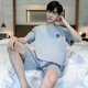 
SHUO GU JIN Summer Men's Short Sleeve Pajamas Thin Cotton Casual Plus Size Teen Home Clothing Men's Loose Suit Summer D9928 L Men