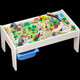 Holzstrecke Auto Fernbedienungszug Hölzer Kinder Holz Spielzeugtisch Boy Großer Partikelbaugruppe Baustein Tisch weißer Tisch + Deckbuckel + Baustein + Crane Hillside Offizielle Standardkonfiguration