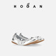 HOGAN【TC】女鞋H684系列牛仔布褶皱芭蕾舞鞋 银色 35.5