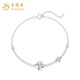 Lao Fengxiang pt950 platinum bracelet for women, lucky four-leaf clover platinum bracelet, practical Valentine's Day birthday gift for girlfriend, platinum lucky four-leaf clover bracelet, about 2.2g, brand gift box
