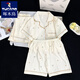 В дятеле Японское молоко Huhu Pure Cotton Make Make Summer Pajamas Женская набор из трех частей Лето простая домашняя одежда с короткими рукавами на открытом воздухе F9922# Трехэтажный комплект M [Предлагается 75-100JIN [JIN равно 0,5 кг]]