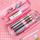 Clcey Grundschule Pencil Bag Girl Ticksand Meerjungfrau Bleistift Kindergarten Kinder Internet Prominente transparent große Kapazität Doppelschicht Bleistift Case koreanische Version Einfache süße Ins japanische kreative Blei Purple Mermaid 3899b