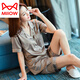 Catman (MiiOW) high-end ice silk pajamas for women short-sleeved shorts brand two-piece suit summer thin cardigan imitation silk home clothing 3899 apricot color L (100-118Jin [Jin equals 0.5 kg])