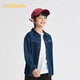 Balabala children's shirt boys and girls long-sleeved big children 2025 new autumn clothing cotton denim fashionable and versatile denim dark blue 88301 120