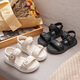 Ziweiqi Little Girl Koreanischer Stil weicher Sohle Nicht-Schlupf-Sandalen Sommer einfache Strandschuhe 2025 XD-653 Schwarz 26 / Innere Länge 16,2 cm