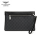 FALAMAONE Luxury Men's Handbag Men's New 2025 Light Luxury Business Clutch High-end Leather Zipper Handbag Black