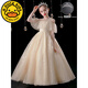 G.DUCKKIDS Girls Dress Flower Girls Wedding Little Girls Wedding Piano Playing Performance Clothes Children's High-end Host Princess Dress 692009 White [Follow + Crown] 150 cm Suitable for 140-150cm Ages 9-10 years
