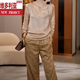 Victoria's Style Light Luxury Jacquard Modeanzug für Frauen 2025 SOMMER NEUER STYLE DIGNIFIED UND ELEGANT LOOSE TOP + HOSEER LICHT GOLD M HEIGE 90 JIN [JIN ERHMEN 0,5 KG] -105jin [Jin gleich 0,5 kg]
