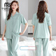 Pyjamas d'été pour femmes modales avec poitrine Pure Coton 2025 Nouveau costume à manches courtes mince pantalon intégré pour le revers de coton de coton de coton de poitrine de poitrine M (155-160): Convient pour 90-110jin [Jin égal à 0,5 kg]