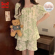 Cat men women's pajamas in summer with chest pads and shorts shorts two-piece set of sweet princess-style home clothing set for outside wear X9902-1 M