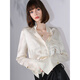 
COCOBELLA [100% acetic acid] mercerated fold texture silky draped horse hoof sleeve spring and summer shirt SR7011 Beige L