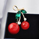 
QUAMER new red cherry sweater button pin individual pin temperament corsage anti-exposure accessories brooch fixed clothes for women red cherry brooch length 4.2cm*3.5cm