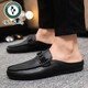 
Woodpecker Casual Thin High-end Business Black Men's Lof Beanie Shoes Men's Leather Shoes Outdoor Breathable Trendy Soft Leather Waterproof D898 Black 39