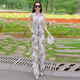 
Xin Yimei Fashion Temperament Set for Women 2025 Summer New Style Slim Sleeveless Jacket Top Wide Leg Pants Two-piece Set Cashew Flower S [Weight 80-100 Jin [Jin equals 0.5 kg]]