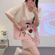 Xushansi summer pajamas for women thin students sweet shorts shorts for two-piece set for summer loose and can be worn casual home clothes 679 Green Dinosaur M Recommended 80-90Jin [Jin equals 0.5 kg]