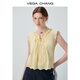 
VEGA CHANG [Single-piece necklace] shirt for women 2025 new summer flying sleeve hollow lace-up sweet sleeveless shirt shell white (shirt) M