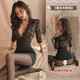 
Feimu sexy female tempting deep V strapped lace nightgown 2 pieces 80% off bed open-stitched sex pajama uniform suit Sakura [top + hip skirt + T-trousers] 6227 bow decoration chest broken flower house