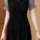 
OLJ light luxury brand dress for women 2025 summer new style design sense fashionable simple fake two-piece temperament skirt apricot color XL 116-125Jin [Jin equals 0.5 kg]