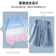 Nickybaby-Anzug für Mädchen 2025 Neues Sommer Dopamine Kurzärärmelte große Kinder trendy und cooles Outfit Kinder modischer Sommer zweiteiler Set 1429 White + 18897 Blau Allmählich rosa [ohne Paket] 130 cm