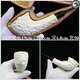High-end Turkish meerschaum pipe handmade by a master with double silver cavity and large chamber made of special snowflake raw stone 1477