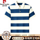 T-shirt à manches courtes Pierre Cardin Pure Cotton pour les hommes Polo rayé. chemise Summer Summer Loose Casual Mented Mensed Men's Base Shirt d'âge moyen et jeune 9230 Kaki M 165/105/48