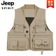 JEEP SPIRIT Workwear Vest Men's Outdoor Sports Most Pockets Photography Fishing Overalls Tactical Running Tools Vest Black 4XL