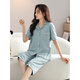 Catman (MiiOW) 2025 new pajamas for women in summer thin pure cotton short-sleeved cropped pants home clothes for women in summer can wear out suits 9893# M [Suggested 80-100Jin [Jin equals 0.5 kg]]