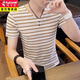 Woodpecker (Tucano) Camiseta de manga larga para hombres 2025 nuevas rayas frescas de mediana edad transpirable y jóvenes de moda