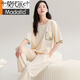 
Modal 2025 new pajamas for women in summer pure cotton short-sleeved trousers half-sleeved spring and autumn goose yellow home clothes summer women CM65029 [women] Z9712 M [recommended 80-100Jin [Jin equals 0.5 kg] wear]