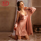 Langsha (Langsha) Pyjamas sexy haut de gamme pour femmes Pure Erotic Silk Suspender Chightgowngown Feels 2025 Nouveau style d'été 6629 Couleur de champagne set en deux pièces M
