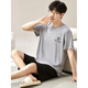 Liumanli Modal kurzärmelige Shorts für Männer im Sommer lose plus großer Dünner Pyjamas Sommer-Hausanzug 6624 Herrenhauskleidung 4xl [Empfohlen 180-220jin [Jin ist gleich 0,5 kg]] und große Größe großer Größe