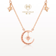 MONOLOGUE Monologue Good Night Star and Moon Necklace Rose K Gold Clavicle Chain Diamond Set Chain MU141 Birthday Gift Premium Recommendation Star and Moon Necklace 37.5cm