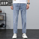 Jeep (Jeep) Amerikanische authentische High-End-Jeans für Männer im Sommer 2025 Neues Waschen schlanker Fit Small Feet Prise Hose für Männer 9901 Blau und Grau 28