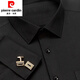 Pier Cardin French Shirt Shirt à manches longues pour hommes à manches longues Black Elastic Non-Scalding et Anti-Wrinkes Business Formal Dress Trend W026-1 Gold Cuffe Links 40