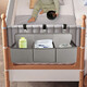 
ZNMW crib hanging bag baby diapers storage bag diaper bag 3D bedside hanging basket shelf can be washed with smoke gray PP board + Oxford cloth