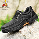 Scarecrow (MEXICAN) outdoor men's shoes genuine leather breathable cowhide big head leather shoes waterproof thick sole soft sole dad's shoes workwear shoes sports mountaineering DWW-6198 black 38