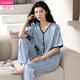Modal pijama de algodón puro para mujeres en primavera y verano pantalones de manga corta Cardigan estilo coreano lindo collar de verano ropa de algodón puro juego de algodón puro ysh-9737# cárdigan l tamaño 100-120Jin [Jin iguala 0.5 kg]