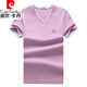 皮尔卡丹（pierre cardin）V领2025纯棉短袖男t恤男装运动休闲体恤中国风潮流大码简约打底衫 白色691款 M 90-115斤