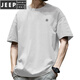 JEEP SPIRIT潮流美式短袖T恤男夏季纯棉圆领百搭休闲2025新款潮牌宽松港风T恤 白色-1365短袖-棉 S 【建议80-110斤】