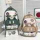 Cute schoolbag for junior high school students with high appearance new large capacity backpack for travel students with transparent pain bag backpack burgundy with accessories