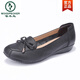 Specht Frühlings- und Sommer mittleren Frauenschuhe der Frauen Schuhe der Flache Fersenschuhe echte Leder-Single-Schuhe weiche Sohle Bohnenschuhe Frauen großer sachlicher Mund mittlerer und älterer Lederschuhe 1695 Schwarze Einzelschuhe 42