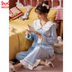 Pijamas MiiOW para mujer primavera y otoño algodón puro manga larga ropa de casa usable de alta gama algodón tamaño grande 2025 nuevo conjunto JM3527 M 80-98Jin Jin es igual a 0,5 kg