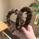 Hairdressing Tools Meow Meow Headband with Toothed Plush Headband Cute Cat Headband Sweet Cat Ear High Crown Hair Accessory Leopard Print Toothed Plush Headband