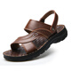 Fat donglai dl même sandales pour les hommes en été 2025 Nouveau à double usage décontracté, portez en cuir authentique Sole Sole d'âge moyen 12129 Black 38 Men __ First Cose Cowhide