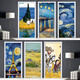 Fantasy van Goghs Sternenhimmel Ölmalerei berühmte Maltürsticker Renovierter selbstklebender ganzer Schlafsaal Wand Dekorative Glasgarderobe Tür Mt3291 Weiß Kleber klein
