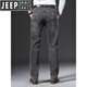 JEEP SPIRIT Jeep Jeep Men's Summer Men's Pants Loose Straight High-End Elastic Middle-aged Deep Elastic Long Trousers Spring and Autumn Black Gray-679- 29 Size [Wait circumference 2.2 feet]